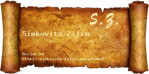 Simkovits Zilia névjegykártya